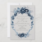 Blauwe  bloemen Elegant Floral Wedding Kaart (Voorkant)
