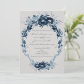 Blauwe  bloemen Elegant Floral Wedding Kaart (Staand voorkant)