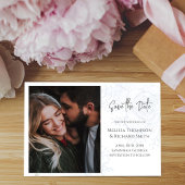 Blauwe Bloemen Elegante Fotobruiloft Save the Date