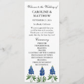 Blauwe Bloemen Elegante Moderne Bruiloft Programmakaart (Voorkant)