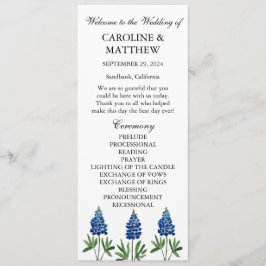 Blauwe Bloemen Elegante Moderne Bruiloft Programmakaart