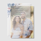 Blauwe Bloemen Elegante Nikkah Arabisch Islamitisc Vellum Uitnodigingen (Offset (Koppel))