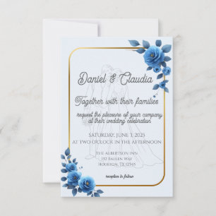 Blauwe Bloemen Elegante Rustieke Huwelijk Save the Date