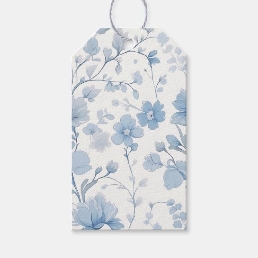Blauwe Bloemen Elegante Whimsical Garden Party Cadeaulabel (Voorkant)