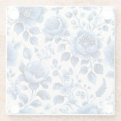 Blauwe Bloemen Elegantie Glazen Onderzetter (Achterkant)