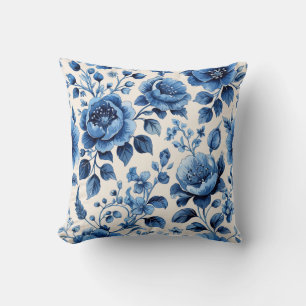  Blauwe Bloemen Elegantie Kussen