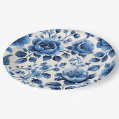  Blauwe Bloemen Elegantie Papieren Bordje (Gekanteld)