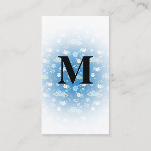 Blauwe bloemen en bladeren Decoratief Patroon Visitekaartje (Voorkant)