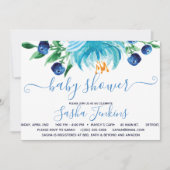 Blauwe Bloemen en Blauwe Bessen Baby Shower Kaart (Voorkant)