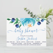 Blauwe Bloemen en Blauwe Bessen Baby Shower Kaart (Staand voorkant)