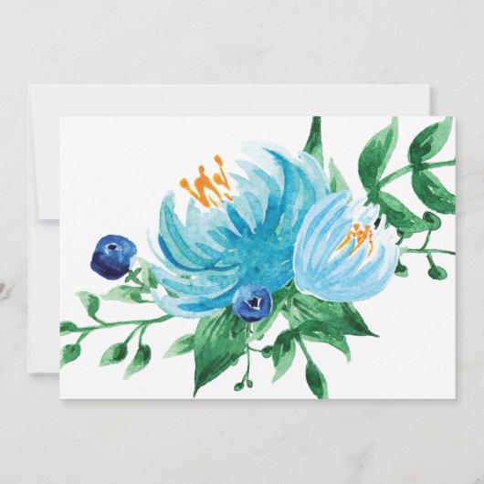 Blauwe Bloemen en Blauwe Bessen Baby Shower Kaart (Achterkant)