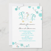 Blauwe bloemen en bloesems kaart (Voorkant)