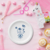 Blauwe bloemen en boogpapier Borden Papieren Bordje (Feest)