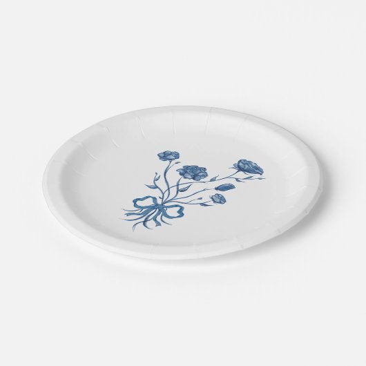 Blauwe bloemen en boogpapier Borden Papieren Bordje (Gekanteld)