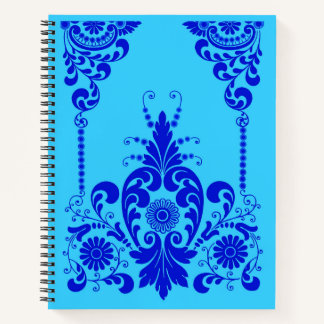 blauwe bloemen en culicues print notitieboek