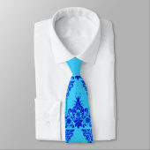 blauwe bloemen en culicues print stropdas (Gebonden)