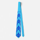 blauwe bloemen en culicues print stropdas (Voorkant)