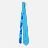blauwe bloemen en culicues print stropdas (Achterkant)