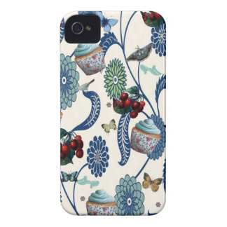 Blauwe bloemen en cupcakes Case-Mate iPhone case