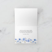 Blauwe bloemen en elegante kalligrafie bedankkaart (Binnen)