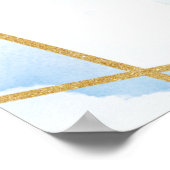 Blauwe bloemen en eucalyptus gouden bruiloft Tijdl Poster (Hoek)