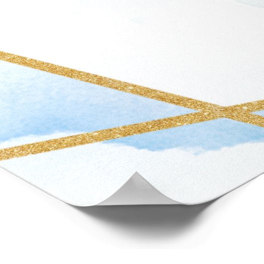 Blauwe bloemen en eucalyptus gouden bruiloft Tijdl Poster (Hoek)