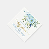 Blauwe bloemen en goudaccenten baby showers luiers servet (Hoek)