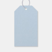 Blauwe bloemen en gouden kruis jongen doop Dank u Cadeaulabel (Achterkant)