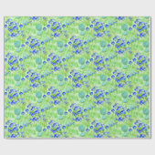 Blauwe bloemen en grijze Natuur Cadeaupapier (Vlak)