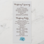 Blauwe bloemen en hart op het programma voor de br programmakaart (Achterkant)