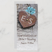 Blauwe bloemen en hart op het programma voor de br programmakaart (Voorkant / Achterkant)