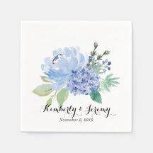 Blauwe bloemen en Hydrangea gepersonaliseerde serv