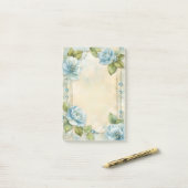 Blauwe bloemen en juwelen post-it® notes (Op bureau)