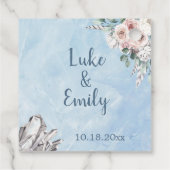 Blauwe Bloemen en Kristallen Bruiloft Bedankjes Labels (Achterkant)