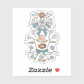 Blauwe bloemen en linten sticker (Vel)