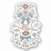 Blauwe bloemen en linten sticker (Voorkant)