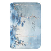 Blauwe Bloemen en Parels Badmat (Voorkant Verticaal)
