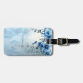 Blauwe Bloemen en Parels Bagage Label (Voorkant horizontaal)