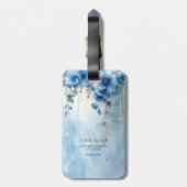 Blauwe Bloemen en Parels Bagage Label (Achterkant verticaal)