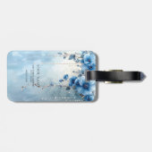 Blauwe Bloemen en Parels Bagage Label (Achterkant horizontaal)