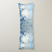 Blauwe Bloemen en Parels Body Kussen (Achterkant (Verticaal))