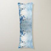 Blauwe Bloemen en Parels Body Kussen (Voorkant Verticaal)