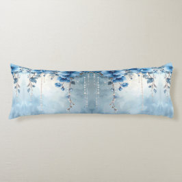 Blauwe Bloemen en Parels Body Kussen