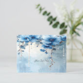 Blauwe Bloemen en Parels Briefkaart (Staand voorkant)