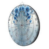 Blauwe Bloemen en Parels Dartbord (Voorkant Rechts)