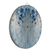 Blauwe Bloemen en Parels Dartbord (Voorkant Links)