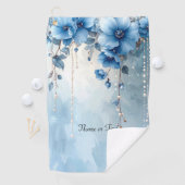 Blauwe Bloemen en Parels Golf Handdoek (Insitu)