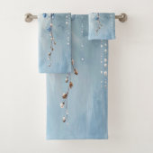 Blauwe Bloemen en Parels Handdoekenset Bad Handdoek (Insitu)