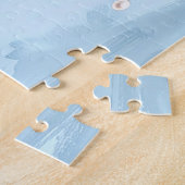 Blauwe Bloemen en Parels Legpuzzel (Zijkant)