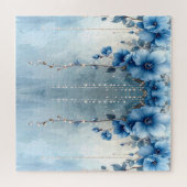Blauwe Bloemen en Parels Legpuzzel (Horizontaal)